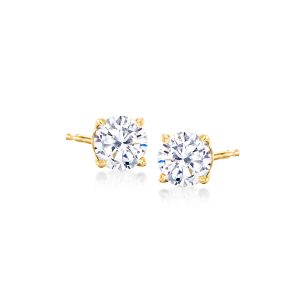 1.00 ct. t.w. CZ Stud Earrings in 14kt Yellow Gold