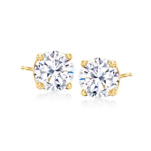 3.00 ct. t.w. CZ Stud Earrings in 14kt Yellow Gold