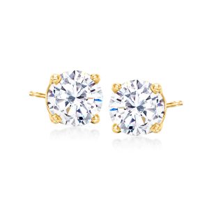 3.00 ct. t.w. CZ Stud Earrings in 14kt Yellow Gold