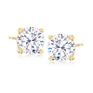 4.00 ct. t.w. CZ Stud Earrings in 14kt Yellow Gold