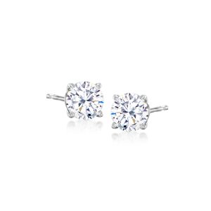 1.00 ct. t.w. CZ Stud Earrings in 14kt White Gold