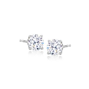 1.00 ct. t.w. CZ Stud Earrings in 14kt White Gold