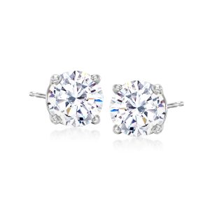 3.00 ct. t.w. CZ Stud Earrings in 14kt White Gold