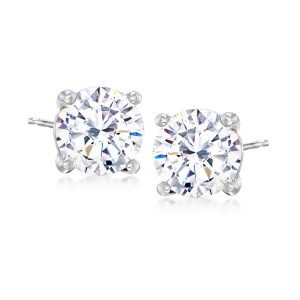 4.00 ct. t.w. CZ Stud Earrings in 14kt White Gold