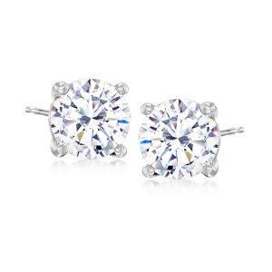 4.00 ct. t.w. CZ Stud Earrings in 14kt White Gold