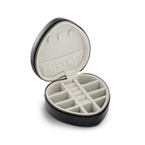 Ross-Simons Black Faux Leather Heart-Shaped Jewelry Travel Case