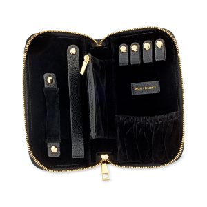 Ross-Simons Black Faux Leather Jewelry Travel Zipper Case