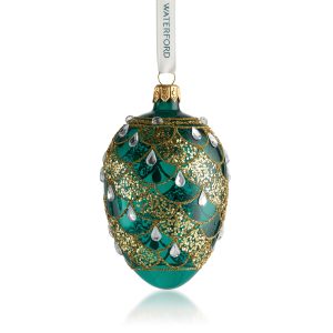 Waterford Crystal "Holiday Heirlooms" Glass Oval Bauble Ornament