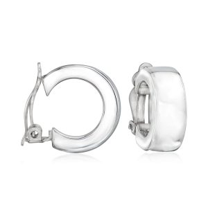 Zina Sterling Silver Clip-On Hoop Earrings. 3/4"