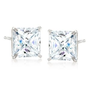 4.00 ct. t.w. Princess-Cut CZ Stud Earrings in 14kt White Gold