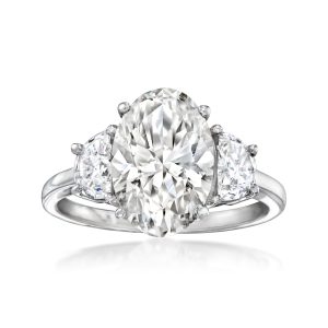 3.60 ct. t.w. Oval and Half-Moon Lab-Grown Diamond Ring in 14kt White Gold