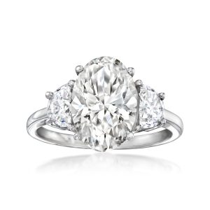 3.60 ct. t.w. Oval and Half-Moon Lab-Grown Diamond Ring in 14kt White Gold