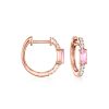 .20 ct. t.w. Pink Sapphire and .11 ct. t.w. Diamond Huggie Hoop Earrings in 14kt Rose Gold. 3/8"