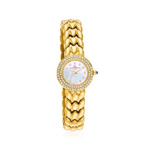 C. 1990 Vintage Baume & Mercier 1.10 ct. t.w. Diamond Watch with Synthetic Sapphire Accent in 18kt Yellow Gold. 6.5"