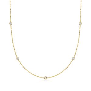 .50 ct. t.w. Lab-Grown Diamond Station Necklace in 18kt Gold Over Sterling