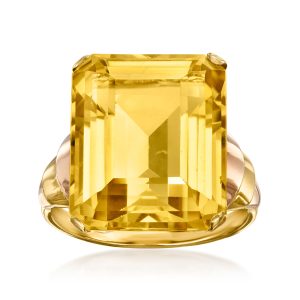 C. 1990 Vintage 15.50 Carat Citrine Ring in 18kt Yellow Gold. Size 6