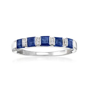 1.40 ct. t.w. Sapphire Ring with Diamonds in Sterling Silver