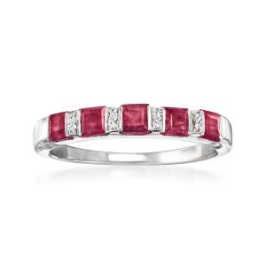 1.50 ct. t.w. Ruby Ring with Diamonds in Sterling Silver
