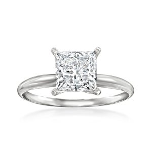 2.00 Carat Princess-Cut Lab-Grown Diamond Solitaire Ring in 14kt White Gold