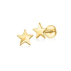 14kt Yellow Gold Star Flat-Back Stud Earrings