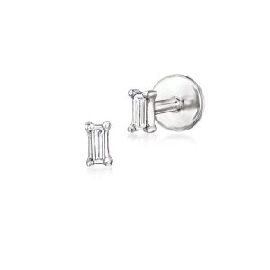 Baguette Diamond Flat-Back Stud Earrings in Sterling Silver