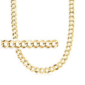 Men's 10mm 14kt Yellow Gold Faceted Curb-Link Necklace. 22"