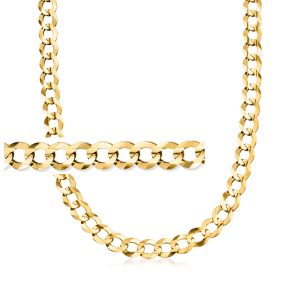 Men's 10mm 14kt Yellow Gold Faceted Curb-Link Necklace. 22"