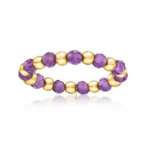 .90 ct. t.w. Amethyst Bead Stretch Ring with 14kt Yellow Gold