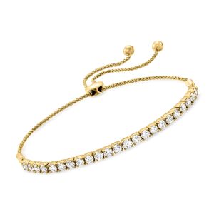 2.00 ct. t.w. Lab-Grown Diamond Bolo Bracelet in 18kt Gold Over Sterling