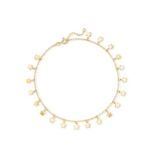 Italian 14kt Yellow Gold Star Station Anklet. 9"