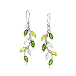 3.50 ct. t.w. Multi-Gemstone Vine Drop Earrings in Sterling Silver