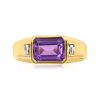 Men's 3.00 Carat Amethyst and .19 ct. t.w. Diamond Ring in 14kt Yellow Gold