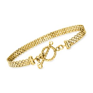 Italian 18kt Gold Over Sterling Bismark-Link Toggle Bracelet