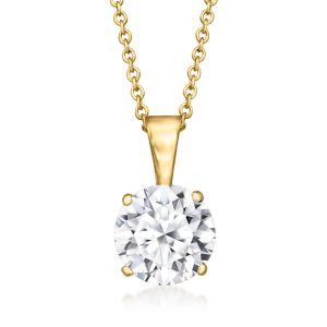 1.50 Carat Lab-Grown Diamond Solitaire Necklace in 14kt Yellow Gold