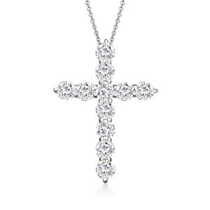 3.00 ct. t.w. Lab-Grown Diamond Cross Pendant Necklace in 14kt White Gold