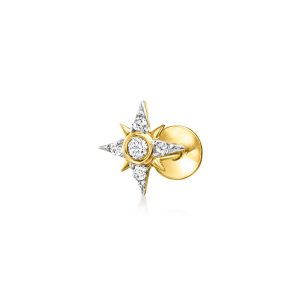 Diamond Star Single Flat-Back Stud Earring in 14kt Yellow Gold