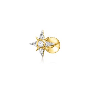 Diamond Star Single Flat-Back Stud Earring in 14kt Yellow Gold
