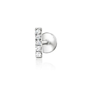 Diamond Bar Single Flat-Back Stud Earring in Sterling Silver