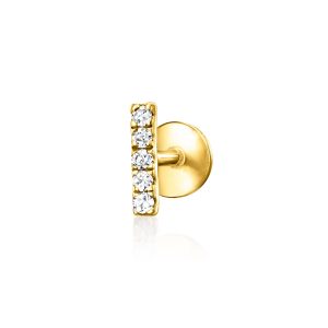 Diamond Bar Single Flat-Back Stud Earring in 14kt Yellow Gold