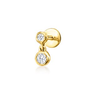 Diamond Two-Stone Single Flat-Back Stud Earring in 14kt Yellow Gold
