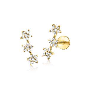 .10 ct. t.w. Diamond Three-Star Flat-Back Earrings in 14kt Yellow Gold