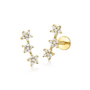 .10 ct. t.w. Diamond Three-Star Flat-Back Earrings in 14kt Yellow Gold