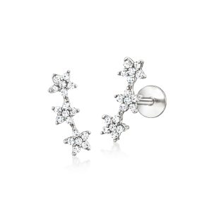.10 ct. t.w. Diamond Three-Star Flat-Back Earrings in Sterling Silver