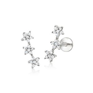 .10 ct. t.w. Diamond Three-Star Flat-Back Earrings in Sterling Silver