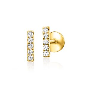 Diamond Bar Flat-Back Stud Earrings in 14kt Yellow Gold