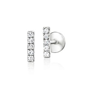Diamond Bar Flat-Back Stud Earrings in Sterling Silver