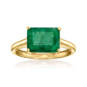 2.70 Carat Emerald East-West Ring in 18kt Gold Over Sterling