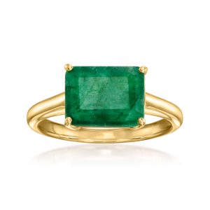 2.70 Carat Emerald East-West Ring in 18kt Gold Over Sterling