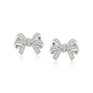 .70 ct. t.w. White Topaz Bow Earrings in Sterling Silver