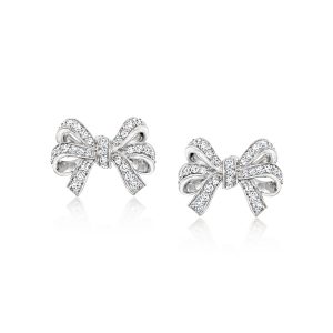 .70 ct. t.w. White Topaz Bow Earrings in Sterling Silver